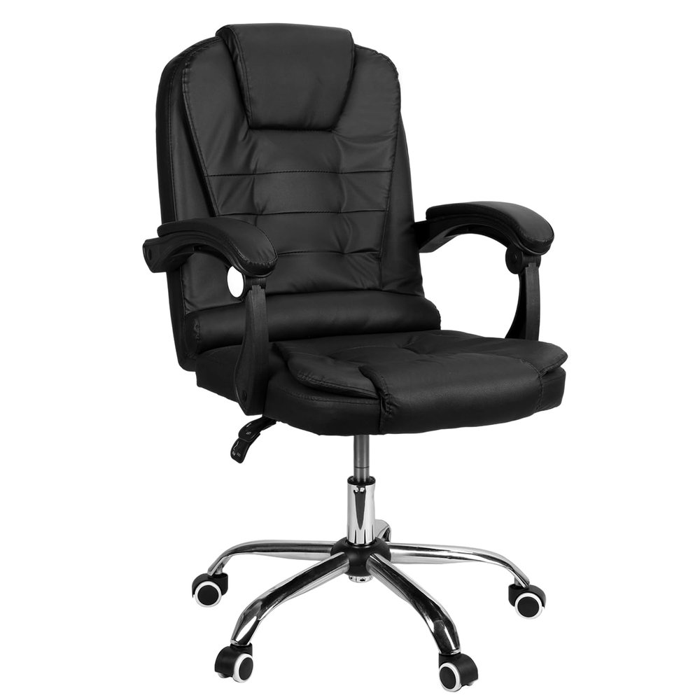 RRXIMHTT 2 Point Massage Office Chair Faux Leather Computer Chair Ergonomic Massage Office Chair Height Adjustable Reclining Executive Office Chair Black