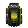 Boombah Superpack XL Rolling Bat Bag - 35.5" x 13.5" x 10" - Telescopic Handle - Holds 8 Bats - Wheeled Version - Softball Highlight Black/Optic Yellow/Red view 1