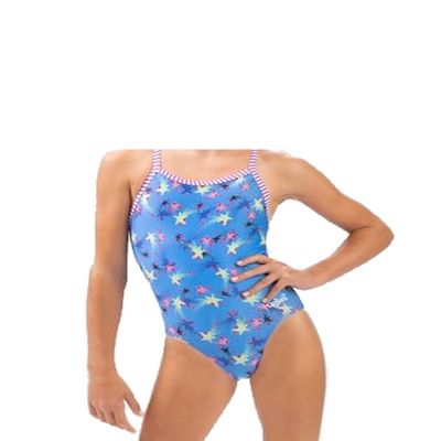 Dolfin Uglies Girls Stargazer Criss-Cross Back One Piece Swimsuit, Size 14, Blue