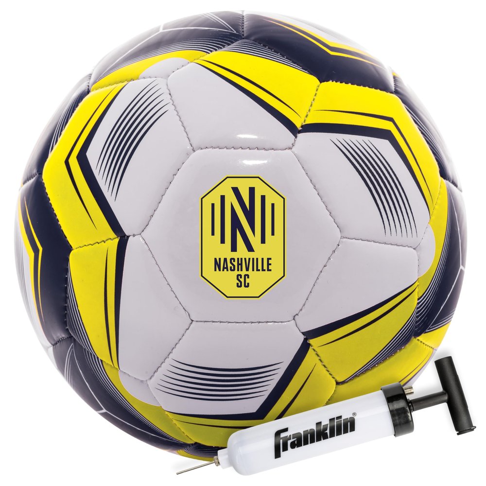 Franklin Sports MLS Nashville FC Soccer Ball - Official Size 5 - Regulation Size + Weight Soccer Ball for Kids + Adults - Great for Boys + Girls - Air Pump Included