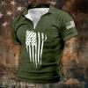 QWENTMTNTY Mens 4th of July Shirt Retro Distressed Patriotic Golf Polo Shirts Big Tall Short Sleeve American Flag Tshirts view 2