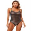 iiniim Womens Silky Sheer See Through Bodysuit Adjustable Straps Cut Out Dance Gymnastics Leotard Black Crotchless A One Size view 1