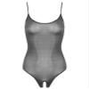 iiniim Womens Silky Sheer See Through Bodysuit Adjustable Straps Cut Out Dance Gymnastics Leotard Black Crotchless A One Size view 2