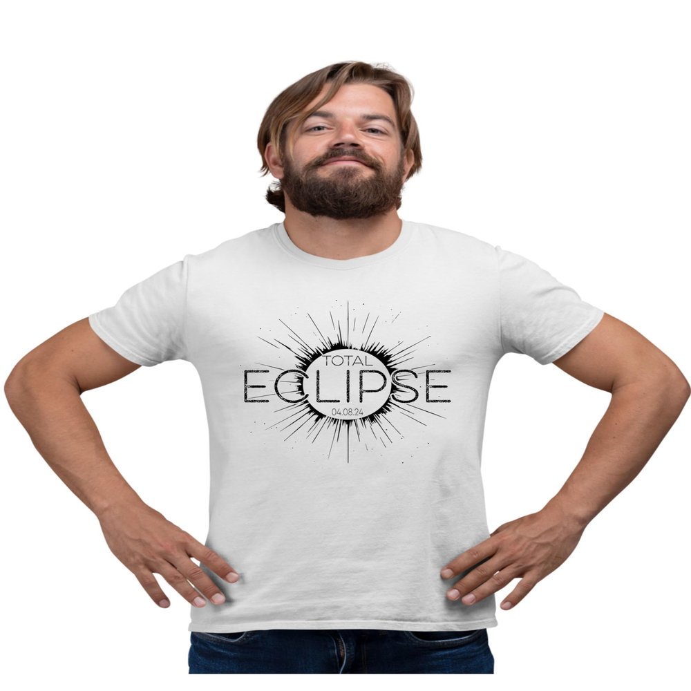 3X-Large White Mens Commemorative Total Solar Eclipse 04.08.24 Astronomy T-Shirt