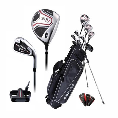 Aspire XD-1 Complete Teen Golf Club Set - Youth Golf Clubs Ages 13-16 for Boys & Girls - Right Handed Junior Golfing Set with Driver, Hybrid, Irons, Putter, Stand Bag & 3 Headcovers - Black