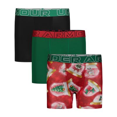 UA PERFORMANCE TECH- PRINTS 3PK, Vine Green - Three Pack, YL