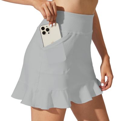 M MOTEEPI Womens Golf Clothes Outfit Tennis Skirt with Shorts Athletic Skorts for Woman with Pockets Light Grey M