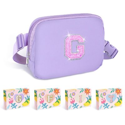 COSHAYSOO Purple Fanny Pack for Girls Purse Crossbody Belt Bag with Initials, Personalized 6 7 8 9 10 11 12 Year Old Teen Girl Birthday Gift Ideas Christmas Gifts Preteen Tween Trendy Stuff Letter G