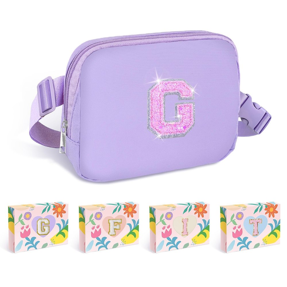 COSHAYSOO Purple Fanny Pack for Girls Purse Crossbody Belt Bag with Initials, Personalized 6 7 8 9 10 11 12 Year Old Teen Girl Birthday Gift Ideas Christmas Gifts Preteen Tween Trendy Stuff Letter G
