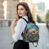 PJGINUIUA Women's Quilted Small Backpack Sea Turtles Mini Backpack Purse for Women College Travel Daypack view 2