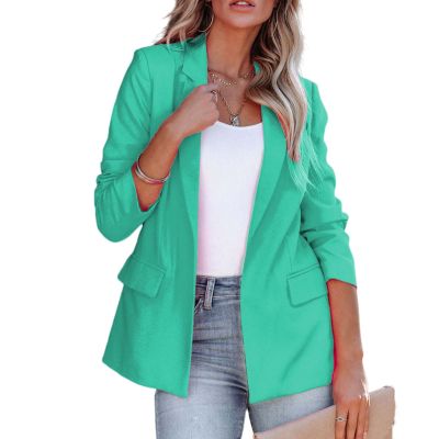 Women's Casual Open Front Blazers Long Sleeve Work Office Suit Jackets with Pockets Solid Color Business Coat