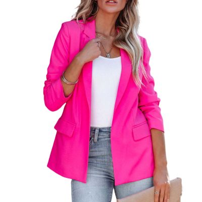 Tazeap Women's Casual Open Front Blazers Long Sleeve Work Office Suit Jackets with Pockets Solid Color Business Coat