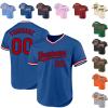 Custom Blue Baseball Jersey Authentic Throwback Pullover Personalized Large Mesh V-Neck Baseball Shirts Stitched Name and Number view 1
