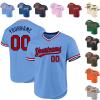 Custom Light Blue Baseball Jersey Authentic Throwback Pullover Personalized Large Mesh V-Neck Baseball Shirts Stitched Name and Number view 1