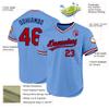 Custom Light Blue Baseball Jersey Authentic Throwback Pullover Personalized Large Mesh V-Neck Baseball Shirts Stitched Name and Number view 2