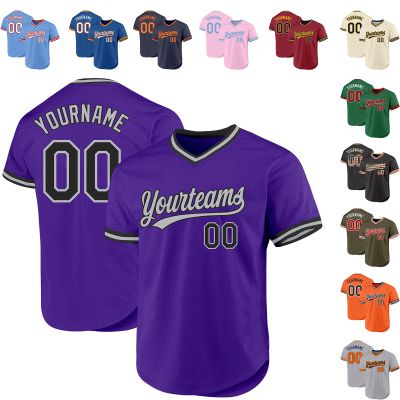 Custom Purple Baseball Jersey Authentic Throwback Pullover Personalized Large Mesh V-Neck Baseball Shirts Stitched Name and Number