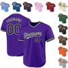 Custom Purple Baseball Jersey Authentic Throwback Pullover Personalized Large Mesh V-Neck Baseball Shirts Stitched Name and Number view 1