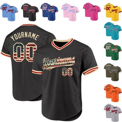 Custom Baseball Jersey Authentic Throwback Pullover Personalized Large Mesh V-Neck Baseball Shirts Stitched Name and Number