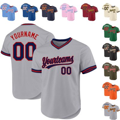 Custom Gray Baseball Jersey Authentic Throwback Pullover Personalized Large Mesh V-Neck Baseball Shirts Stitched Name and Number