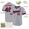 Custom Gray Baseball Jersey Authentic Throwback Pullover Personalized Large Mesh V-Neck Baseball Shirts Stitched Name and Number view 2