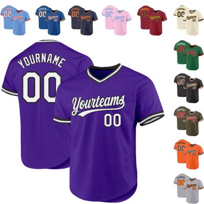 Custom Purple Baseball Jersey Authentic Throwback Pullover Personalized Large Mesh V-Neck Baseball Shirts Stitched Name and Number