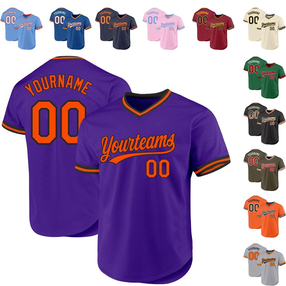 Custom Purple Baseball Jersey Authentic Throwback Pullover Personalized Large Mesh V-Neck Baseball Shirts Stitched Name and Number