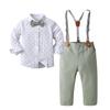 Boarnseorl Baby Boys Gentleman Outfits Pants Sets, Infant Long Sleeve Shirt + Pants + Bow Tie + Suspenders,6-9M view 1