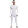 TiaoBug Men's One Piece Full Body Unitard Jumpsuit Long Bottom Front Zipper Leotard Bodysuit White X-Large view 1