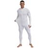 TiaoBug Men's One Piece Full Body Unitard Jumpsuit Long Bottom Front Zipper Leotard Bodysuit White X-Large view 2