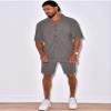 ZSJR Fall Outfits for Men - 2 Piece Corduroy Casual Suit With Shorts - Regular Fit Two Piece SweatSuits Sets - Gray S view 3