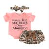 Baby Girl Clothes Newborn Summer Letter Lace Ruffles Romper + Floral Shorts 3pcs Toddler Photoshoot 3pcs Outfits (Pink-Happy 1st Mothers Day, 0-3 Months) view 1
