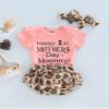 Baby Girl Clothes Newborn Summer Letter Lace Ruffles Romper + Floral Shorts 3pcs Toddler Photoshoot 3pcs Outfits (Pink-Happy 1st Mothers Day, 0-3 Months) view 2
