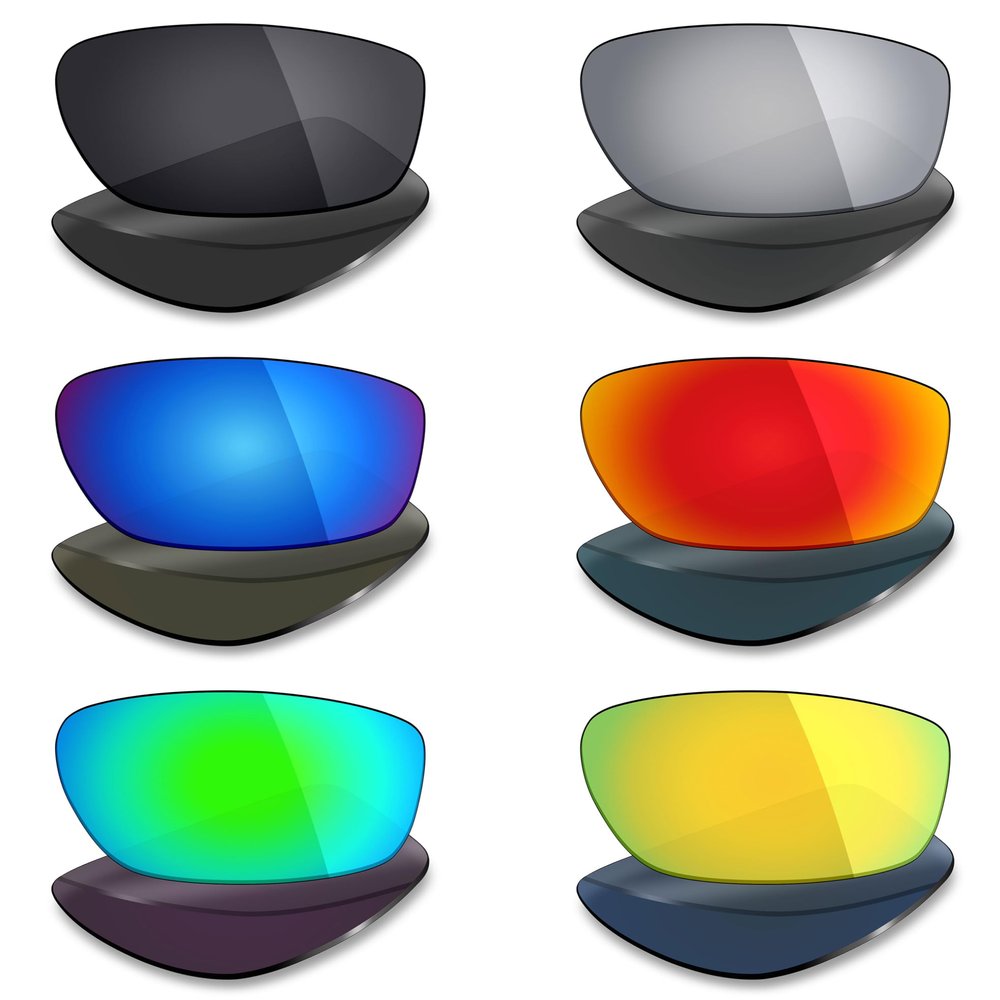 Mryok 6 Pairs Polarized Replacement Lenses for Wiley X Omega Sunglass - Stealth Black/Fire Red/Ice Blue/Silver Titanium/Emerald Green/24K Gold