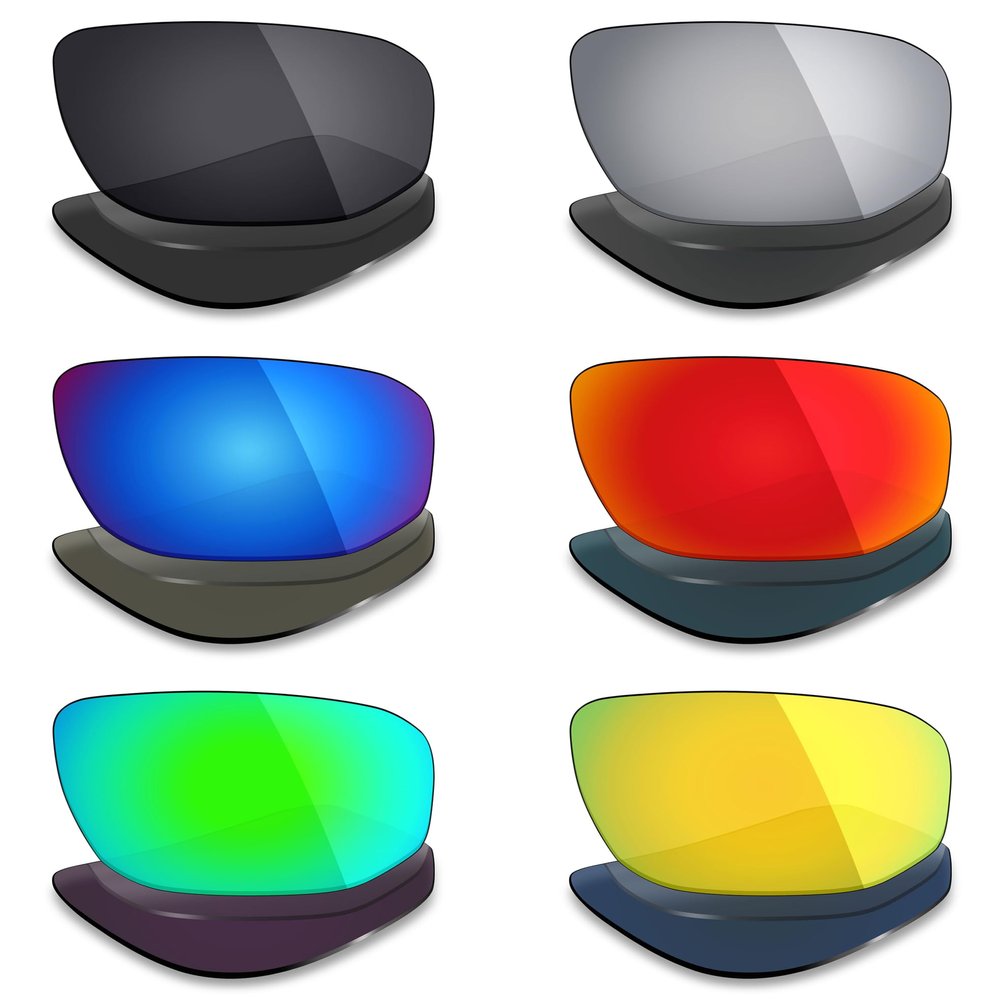 Mryok 6 Pairs Polarized Replacement Lenses for Electric BPM Sunglass - Stealth Black/Fire Red/Ice Blue/Silver Titanium/Emerald Green/24K Gold