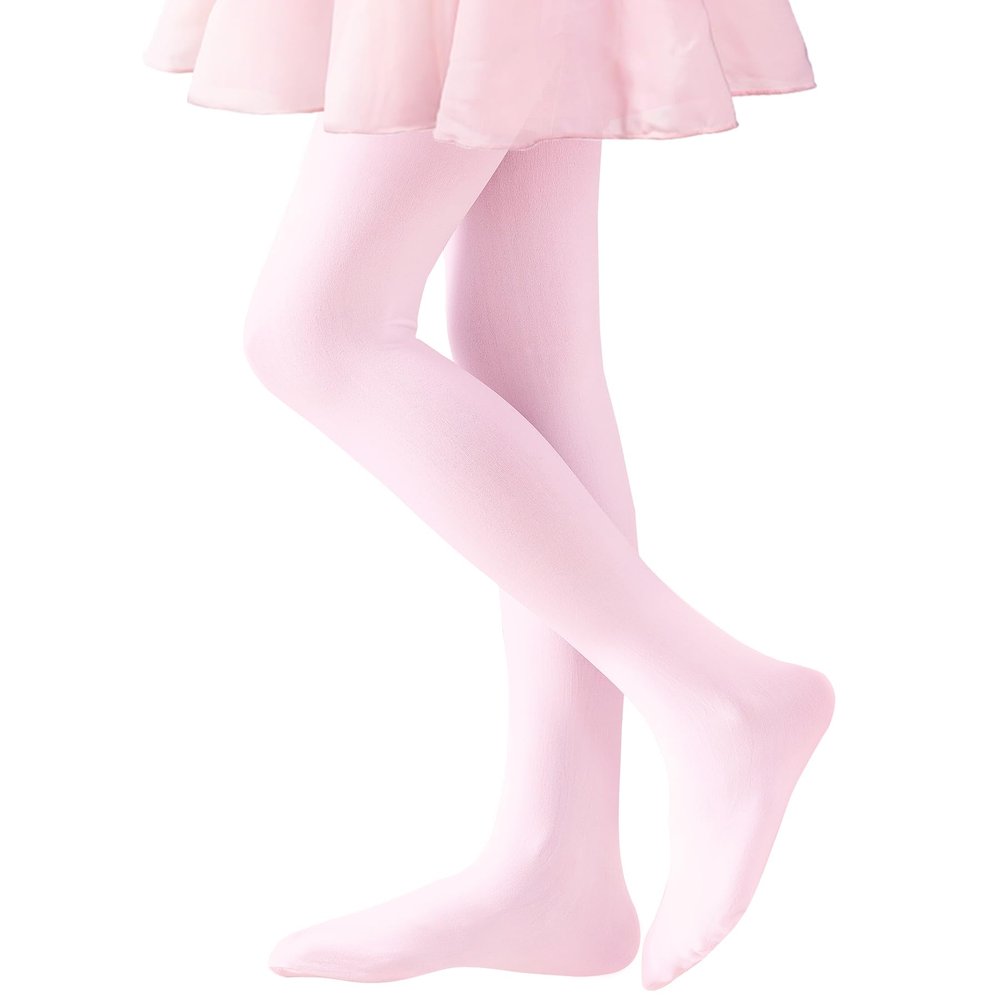 Coziwill Socks Ballet Tights Girls Dance Tights School Girls Gymnastics Footed Leggings Kids Ultra Soft Microfiber Pantyhose Stockings 3-5 Years Toddler 1 Pack(Pink, S)