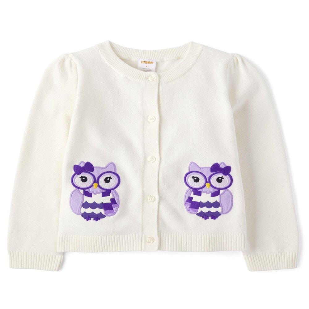 Gymboree,and Toddler Long Sleeve Cardigan Button Up Sweater,Owls,5T