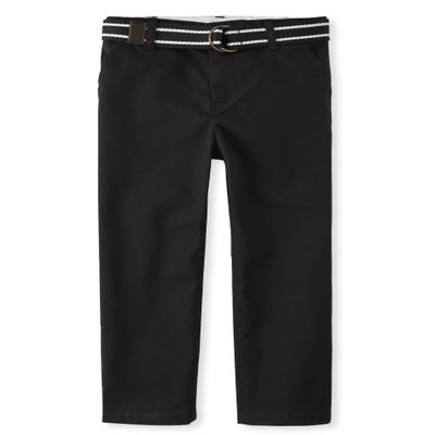 and Toddler Belted Chino Pants,Onyx,8