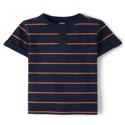 Gymboree,and Toddler Short Sleeve Henley T-Shirt,Tidal Striped,4T