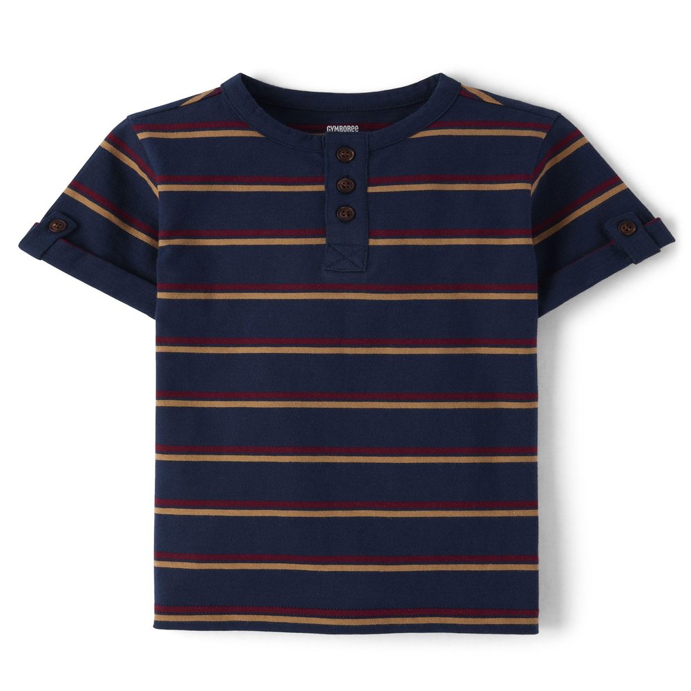 Gymboree,and Toddler Short Sleeve Henley T-Shirt,Tidal Striped,4T