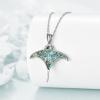 URONE Manta Ray Necklace 925 Sterling Silver Stingray Pendant With Abalone Shell Ocean Sea Animal Jewelry Gift view 2