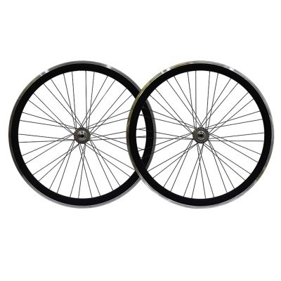700C Fixed Gear Bicycles Wheelset 40mm Fixie Bikes Front and Rear Wheels Aluminum Alloy V Brake Reverse Riding Reverse Brake (Size : Black)