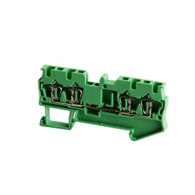 QBDJHWBT 10Pcs Din Rail Terminal Block ST-2.5-Quattro Wire Connectors Pull Type 4 Conductors Spring Wiring Terminal Blocks (Color : Green)