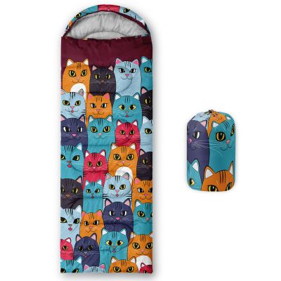 Axolotl Colorful Cats 3 Season Warm & Cool Weather Pet Animal Theme Sleeping Bag for Kids, Girls & Teens - Waterproof, Lightweight for Traveling & Outdoors Camping