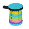 AOZMQAIV Rainbow Outdoor Folding Stool Camping Recreational Fishing Queuing Stool Portable Adjustable Plastic Retractable Stool, 21*28CM, Blue view 1