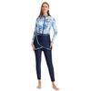AFAVOM Muslim Swimsuits for Women Long Sleeve Modest Swimsuit UV Sun Protection Rash Guard Full Body Burkini Bathing Suit Islamic Swimming Suits UPF 50+ Swimwear Wrap Skirt Hijab Navy Blue-Pattern 2XL view 2