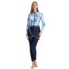 AFAVOM Muslim Swimsuits for Women Long Sleeve Modest Swimsuit UV Sun Protection Rash Guard Full Body Burkini Bathing Suit Islamic Swimming Suits UPF 50+ Swimwear Wrap Skirt Hijab Navy Blue-Pattern 2XL view 3