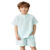 Arshiner Boy's Henley Shirt and Shorts Set Summer Solid Short Sleeve Children Two Pieces Clothing Sets Sky Blue Size 14 view 1