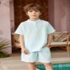 Arshiner Boy's Henley Shirt and Shorts Set Summer Solid Short Sleeve Children Two Pieces Clothing Sets Sky Blue Size 14 view 2