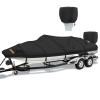 Boat Cover 17-19 ft 1200D Waterproof Boat Covers with Motor Cover Fits Bass Tracker Cover, V-Hull Tri-Hull Bass Boat.Trailerable Marine Grade Boat Cover, Pro-Style Bass Boat with Tightening Strap view 1