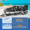 Boat Cover 17-19 ft 1200D Waterproof Boat Covers with Motor Cover Fits Bass Tracker Cover, V-Hull Tri-Hull Bass Boat.Trailerable Marine Grade Boat Cover, Pro-Style Bass Boat with Tightening Strap view 3